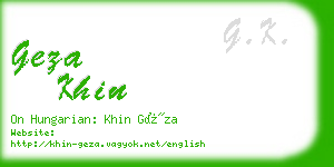 geza khin business card